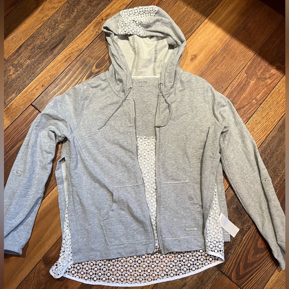 Breathable Calvin Klein Hoodie with feminine lace detail